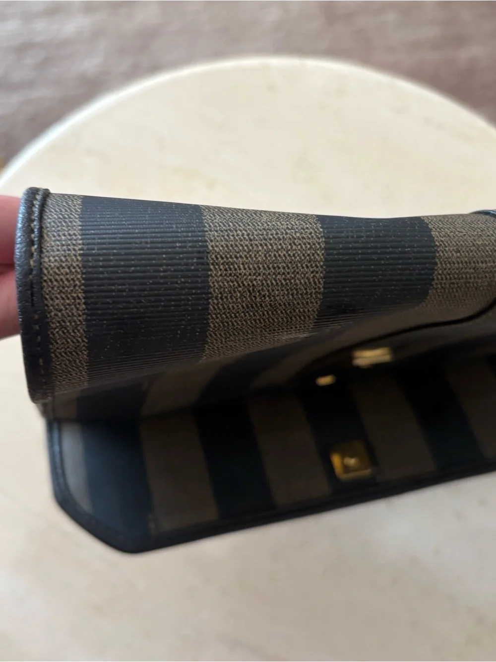 Fendi Striped Pequin Fold-Over Clutch